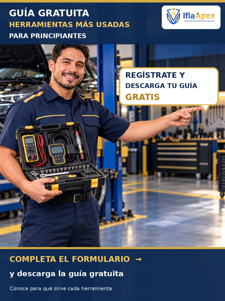 Vista previa de la guía gratuita de herramientas esenciales para mecánica automotriz principiante